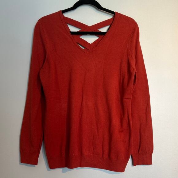 Love Ellie Mia Back Detail Pullover Sweater, Burnt Orange, Women's Medium - Picture 2 of 8